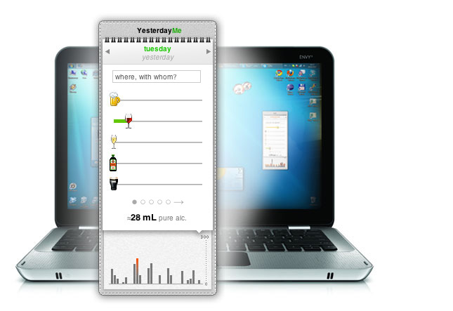 YesterdayMe gadget for Windows Sidebar